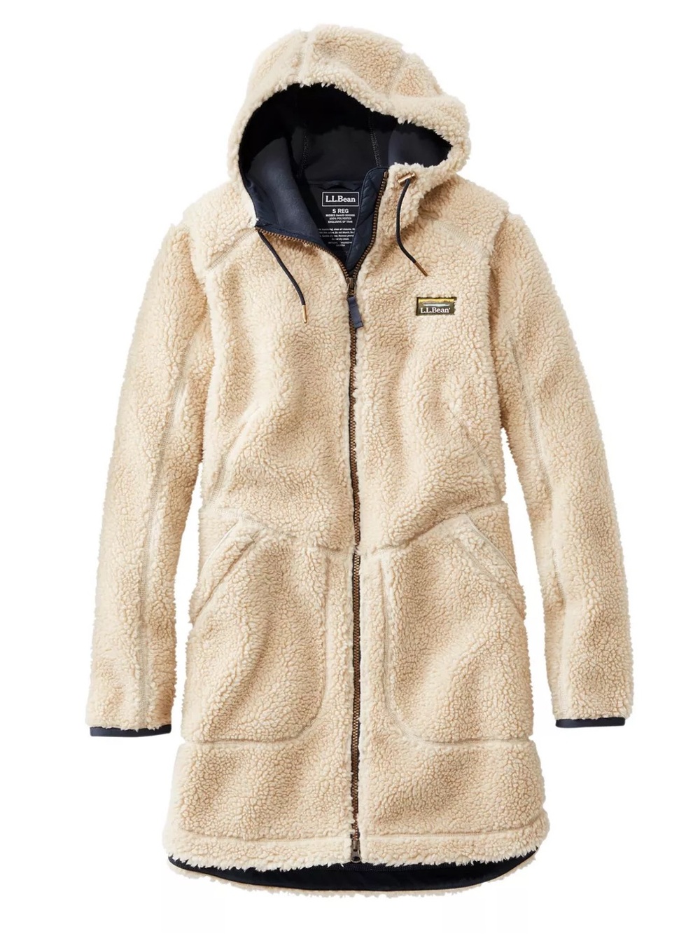 L.L. Bean Cream Women’s Mountain Pile Fleece Coat